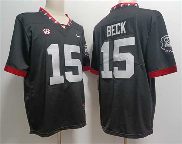 Mens Georgia Bulldogs #15 Carson Beck Black Stitched Jersey->georgia bulldogs->NCAA Jersey